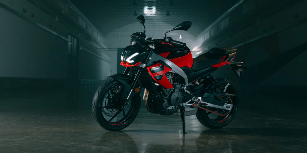 Aprilia Tuono 457 viewed from the front-left side