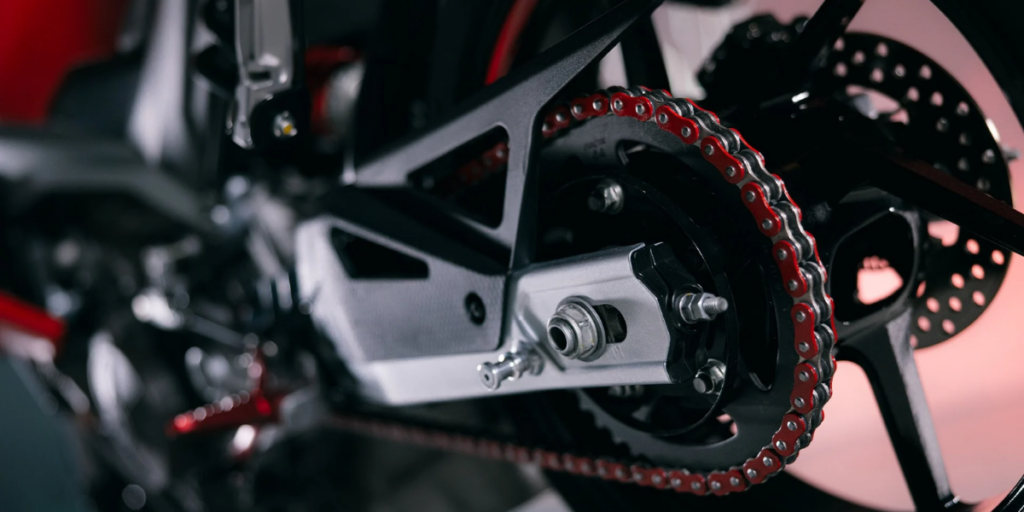 Aluminium frame and front brake of the Aprilia Tuono 457