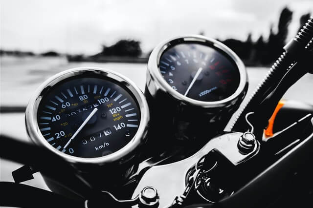 motorcycle engine is being turned on