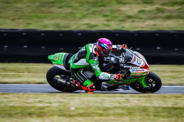 Biker accelerating during motorcycle race