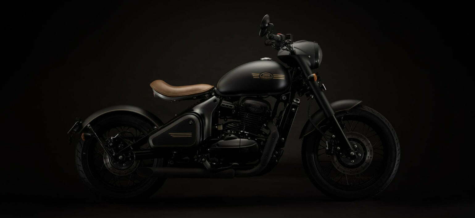Jawa Perak bobber viewed from the rear