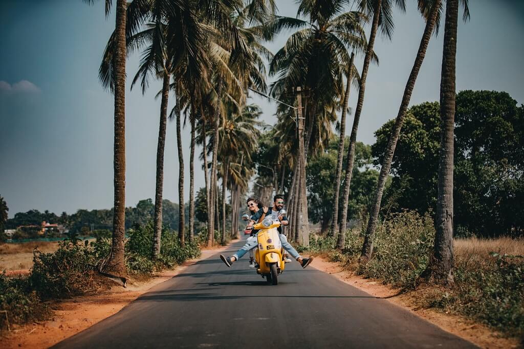 Couple enjoying the bike ride