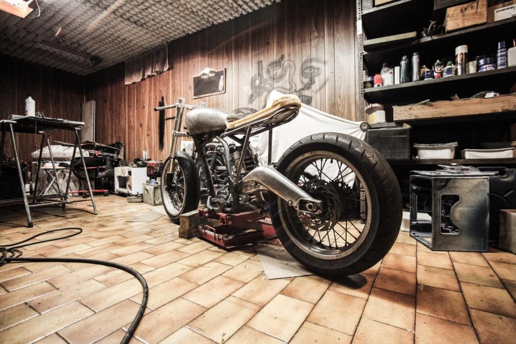 Motorcycle is being serviced for long  ride
