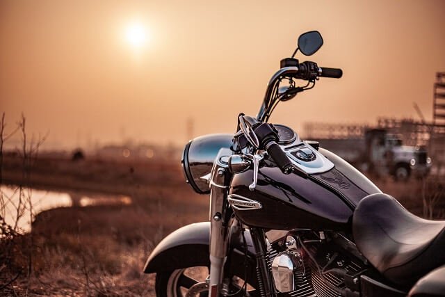 a beautiful view of tourer bike and sunset
