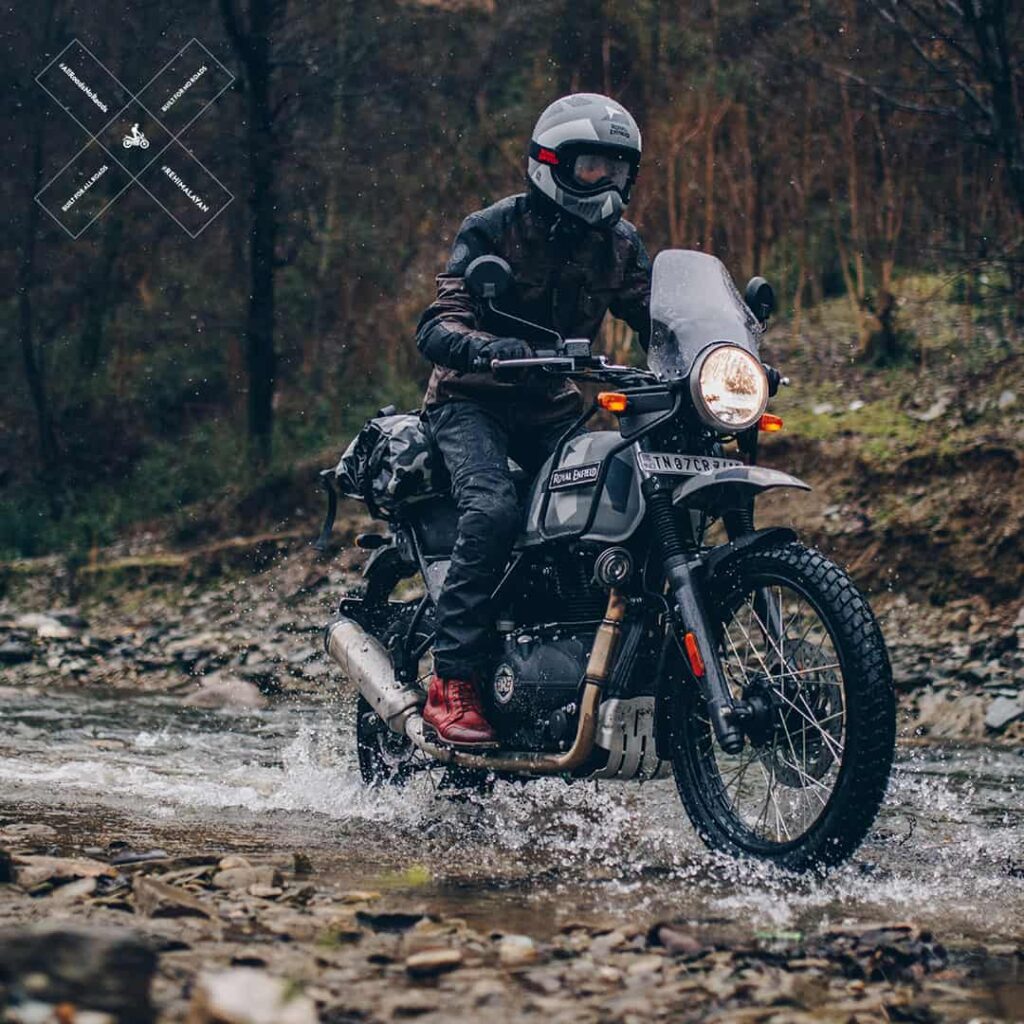 Riding Royal Enfield Himalayan in the river